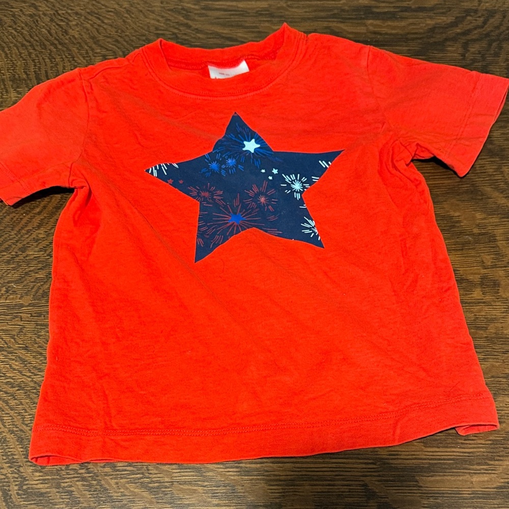 Hanna Andersson Bright Red Tee with Navy Star